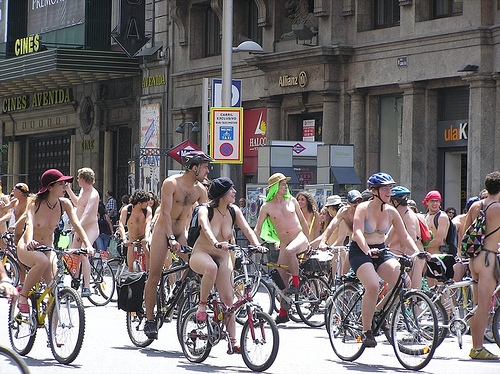 World Naked Bike Ride Cyclo nudista Madrid 2007
