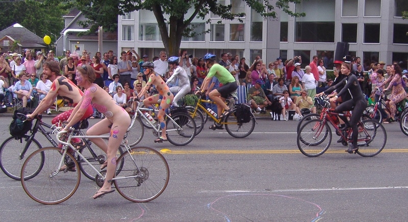 Seattle Fremont Parade Summer Solstice d'été nude cyclists 2008