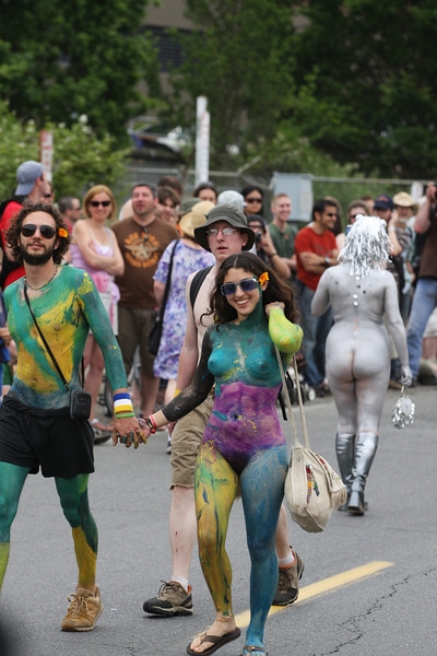 Seattle Fremont Parade Summer Solstice d'été nude cyclists 2008
